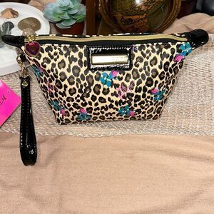 Betsey Johnson Leopard Print Clutch with Floral Accents